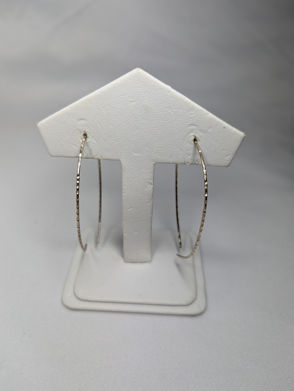 Delicate Textured Hoop Earrings - Silver
